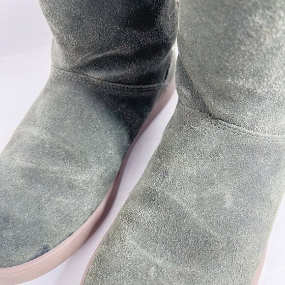 Koolaburra UGG Women's Olive Green Suede Shearling Lined Ankle Bootie Size 6 - Picture 9 of 11